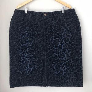 Venezia 5 Pocket Velvet Laser Cut Black Floral‎ Straight Pencil Skirt Size 20